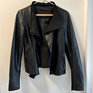 Women’s Black Leather Jacket | Size 38 (Fit Size Small)